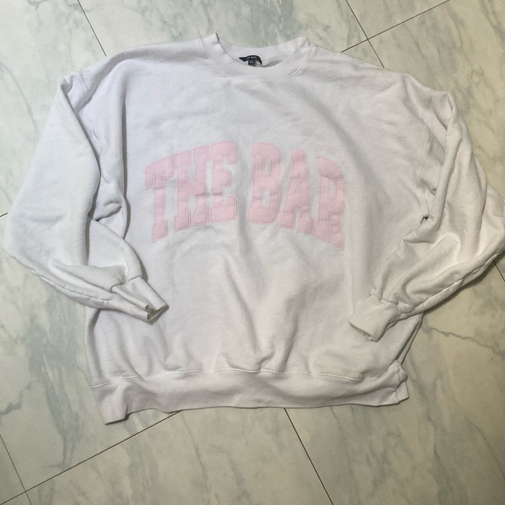 THE BAR sweatshirt, white/pink